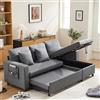 HOXINBLY Divano Letto 3 Posti con Penisola, Divano Angolare 3 Posti Forma di L, Letto Matrimoniale con Materasso, Divan con Braccioli e Vano Portaoggetti, Sinistra e destra intercambiabile