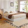HOXINBLY Letto Matrimoniale con Contenitore 140x200 cm con Testiera Nascosta, Letto una piazza e mezza con Testiera e Vano Portaoggetti Contenitore con rete a doghe, Struttura Matrimoniale Bianco