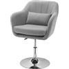 HOMCOM Sedia Girevole a 360° ad Altezza Regolabile in Poliestere, Sedia Moderna con Cuscino, Supporto Lombare e Bracciolo, 60x60x79-91 cm, Grigio
