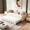 SAOOZBE Divano letto estraibile 90 x 200 cm, letto giornaliero allungabile, con rete a doghe, letto multifunzionale, per soggiorno, camera da letto, senza materasso (beige)
