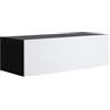 MB Muebles Bonitos, Mobile TV Sospeso a Parete Luke H1, Melamina, Finitura Lucida, Nero e Bianco, 100x30x40cm