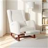 Plcnn Sedia a Dondolo, Poltrona a Dondolo con Poggiapiedi, Sedia Relax, con Braccioli e Tasca, Poltrona Lettura, Piedi in Legno, per Camera da Letto, Salotto, Balcone (Beige-01)