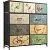 YNYHTER Cassettiera con 9 cassetti, cassettiera e credenze, per camera da letto, cassetti, in legno, con cassetti, stile retrò (9 cassetti, 100 x 30 x 100 cm)