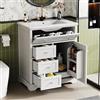 NADEUSAK Armadietto da bagno con lavabo, mobiletto, laccato, resistente all'umidità, guida silenziosa, telaio della porta, cassetto pieghevole in ceramica, 80 x 90 cm, bianco