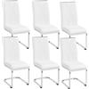 Yaheetech Set 6 Sedie Sala da Pranzo Moderne a Sbalzo Imbottite in Finta Pelle e Gambe in Metallo da Ufficio Salotto Soggiorno Portata 135 kg Bianco