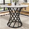SUKY Tavolo da Pranzo Rotondo, 80 x 80 x 76 cm, per 4 Persone, Gambe in Ferro, Piano in MDF Marmorizzato