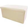 Tata Home Pouf Contenitore Scatola Sgabello Poggiapiedi Pieghevole Salvaspazio in Ecopelle cm 76x38x38 Colore Panna