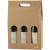 SIMPLETEK - Scatola Di Cartone Confezione Regalo Vendita Avana Per 3 Bottiglie Vino Olio Con Finestra per Natale Occasioni (1 pezzo)