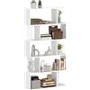 HOMCOM Scaffale Libreria Asimmetrica a S a 5 Livelli con 10 Ripiani Aperti e Cinghie Antiribaltamento, Libreria Moderna in Truciolato, per Soggiorno, Ufficio e Camera da Letto, 80x24x159 cm, Bianco