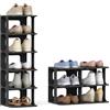 COSTWAY Scarpiera a 6 Ripiani, Scaffale Porta Scarpe Impilabile in Plastica, Organizzatore Verticale Salvaspazio per Ingresso, 27,5x24,5x76,5 cm (Nero)