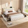 MIOOSUT Letto matrimoniale 140x200cm con LED, Letto Imbottito con 4 cassetti, Letto Capitonné con deposito, con funzione di ricarica USB, senza materasso (Beige-D, 140 x 200)