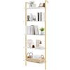 HOMASIS Scaffale a Scala a 5 Livelli, Libreria da Parete con Telaio in Metallo e Piedini Regolabili, Libreria a Muro con Protezione Anti-ribaltamento per Salotto, Ufficio (Bianco, 64 x 30 x 178 cm)