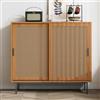 REXO Credenza da cucina, cassettiera con 2 ante scorrevoli e ripiano regolabile, stile country, per soggiorno, sala da pranzo, dimensioni: B100/H90/T37 cm