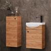 Planetmöbel Set di mobili da bagno lavabo con mobiletto 40 x 60 x 29 cm con armadio midi 32 x 75 x 23 cm per bagno e WC ospiti, rovere oro