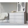 3E 3xE living.com Cassettiera 6 cassetti 120 cm (Bianco & Rovere Sonoma)