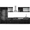 Vicco Cucina componibile R-Line, Nero lucido/bianco, 350 cm con armadio alto, PL Marmo, adatto per disposizione e ampliamento personalizzati