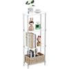 Bkemiy Tavolino stretto in acrilico trasparente per piccoli spazi, 40 cm di lunghezza x 20 cm di larghezza x 98,3 cm di altezza, tavolino rettangolare a 4 ripiani, piccolo comodino sottile per camera