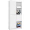 AKORD Libreria R15 con Cassetti e Sportelli - 80 cm Larghezza - 7 Ripiani, 2 Ante, 2 Cassetti - Mobile Versatile per Ufficio e Casa - Ideale per Piccoli Spazi - 80x180x35 cm - Bianco