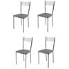 t m c s Tommychairs - Set 4 sedie modello Elegance per cucina bar e sala da pranzo, struttura in acciaio cromato e seduta imbottita e rivestita in pelle artificiale colore grigio chiaro