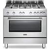 De'Longhi De Longhi PRO 96 GVX ED - Cucina a gas con forno a gas ventilato, N° Fuochi 5, 90x60 cm, colore Inox