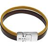 Albalù Italia Albalù Bracciale Uomo in Pelle Doppio Filo Intrecciato Nero e Marrone con Chiusura Magnetica in Acciaio - Braccialetto Artigianale Made in Italy Idea Regalo Uomo Ragazzo