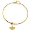 Handmade Bracciale Bangle in Acciaio Dorato con Foglia di Ginkgo Biloba | Base in Acciaio Color Oro