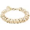 ParticolarModa Bracciale Donna regolabile nodini anellini lucido diamantato acciaio alluminio morbido 12 mm (Regolabile da 17 a 20 cm (x polso 13-15), Dorato)