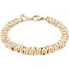 ParticolarModa Bracciale Donna regolabile nodini anellini lucido diamantato acciaio alluminio morbido 7 mm (Regolabile da 19 a 22 cm (x polso 16-18), Dorato)