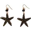 Meraki Studio Orecchini stella marina con cristalli di vetro, dorato/nero, orecchini in pizzo/tessili, Gioielli all'uncinetto, Made in Italy, Bijoux da donna, Lavorazione Artigianale