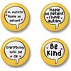 Generic Autism Badge Set, 4 Badges, Badge Packs, 32 mm, I am autistic Please be patient, Please be patient I have autism, Everything will be ok, Be kind (Yellow)