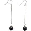 Handmade Orecchini in Agata Nera con Catena Pendente Lunghi | Pietra Naturale, Artigianale, Minimalista, Regalo per Lei