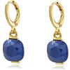 Malu Maiese - Orecchino dal design esclusivo a cerchio dorato con cristallo, placcato oro 18k, Regali per donna