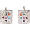 Generico Multi Birthstone Navratna Earrings Handmade 925 Sterling Silver CZ Studded Earrings with Latch Back Lock