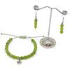 Generico Parure in peridoto naturale, Bracciale regolabile e Orecchini, fatti a mano