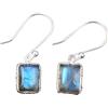 Handmade Orecchini in labradorite naturale fatti a mano, con castone testurizzato, in argento sterling 925, con pietre preziose, regalo per lei