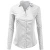 VEQUÈ Camicia da Donna Maniche Lunghe Cotone Elasticizzato Camicetta Slim Fit Blusa Aderente (IT, Testo, L, Regular, Regular, Bianco)