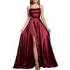 BABYONLINE D.R.E.S.S. Abito da cocktail lungo chic con spacco backless A-line da donna lungo per cerimonia, bordeaux, 44