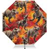 GAIREG Ombrello da viaggio compatto con dinosauri ruggenti arancione, ombrello pieghevole con apertura automatica e chiusura per pioggia e sole, ombrello portatile leggero impermeabile antivento