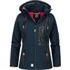 Geographical Norway Tisland Lady Distribrands - Giacca softshell impermeabile da donna - Giacca con cappuccio resistente all'inverno e antivento - Escursioni all'aperto (Nero/Rosa M Taglia 2)
