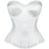 SHYMMUO Corsetto in raso da donna, senza spalline, bustino con scollo a cuore, corpetto disossato, lingerie da sposa, abbigliamento da discoteca, bianco, X-Small