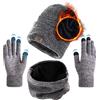 TMEOG Cappelli Invernali Cappello Sciarpa Guanti Invernale Set Uomo Donna Scaldacollo Invernale Touch Screen Guanti Caldo Coordinati invernali 3 Pezzi(Classico_Grigio chiaro)
