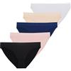 Dorina Set 5 Slip Donna Rosanne - Morbida Microfibra a Maglia Circolare, Stile Classico, vestibilità Comoda, Essenziali da Viaggio, Nero/Rosa/Blu/Color Pelle/Bianco