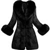 Generic Cappotto da donna in pelliccia sintetica lungo - Cappotto invernale da donna in pelliccia artificiale solido spesso soffice collo rovesciamento cappotto manica lunga soffice caldo capispalla spesso