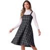 Allegra K Donna Abito in Tweed per Abiti Scamiciati Scamiciati Scozzesi A Trapezio Scozzesi Senza Maniche Nero XL