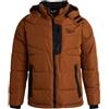 Reebok Giacca invernale da uomo, spessa, pesante, invernale, da sci, calda, trapuntata, con cappuccio, Legno., Large