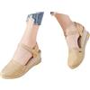 Generico Sandali Donna Estive con Zeppa Boho 35-42 EU in Lino Traspirante con Fibbia Sandali Chiuse Eleganti Cerimonia Scarpe Casual Chic Comode per Casa Lavoro Sera Festa Vacanze Spiaggia,Beige,37