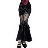SEAUR Gonna lunga da donna in pizzo gotico patchwork maxi gonna nera in velluto gonna punk goth rock party club wear steampunk, A-nero., S