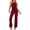 Yekdmxop Tuta Elegante Donna Tute Donna Eleganti Lunghe a Gamba Larga Completo Donna Schiena Nuda Trendy Pantalone Monospalla Tinta Unita Playsuit Abiti Da Sera Interi Completi Senza Maniche Party