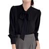 Generic Camicetta da donna 2025 Camicetta da donna Camicia in seta di raso Camicia con bottoni Camicia casual a maniche lunghe da lavoro camicetta lunga, Nero , L