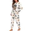 STUOARTE Set pigiama da donna a maniche lunghe con pantaloni lunghi, 2 pezzi, pigiama casual autunnale con tasca, Bianco e nero - Zampa di bassotto, XXL